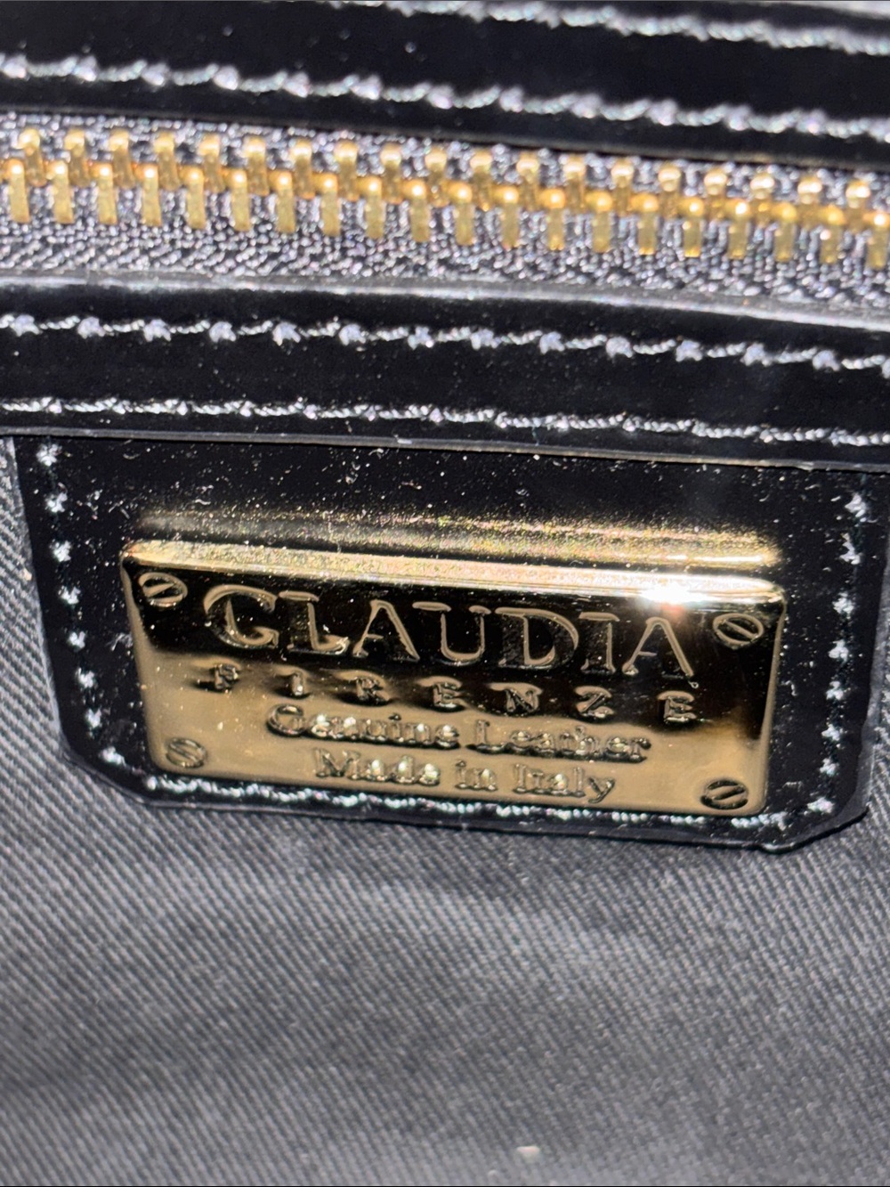 Claudia Firenze purse black leather top handle shoulder bag dramatic chain front - Picture 11 of 16